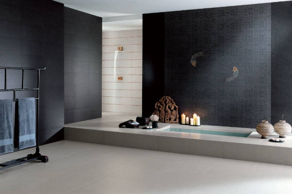 gres porcellanato bagno nero