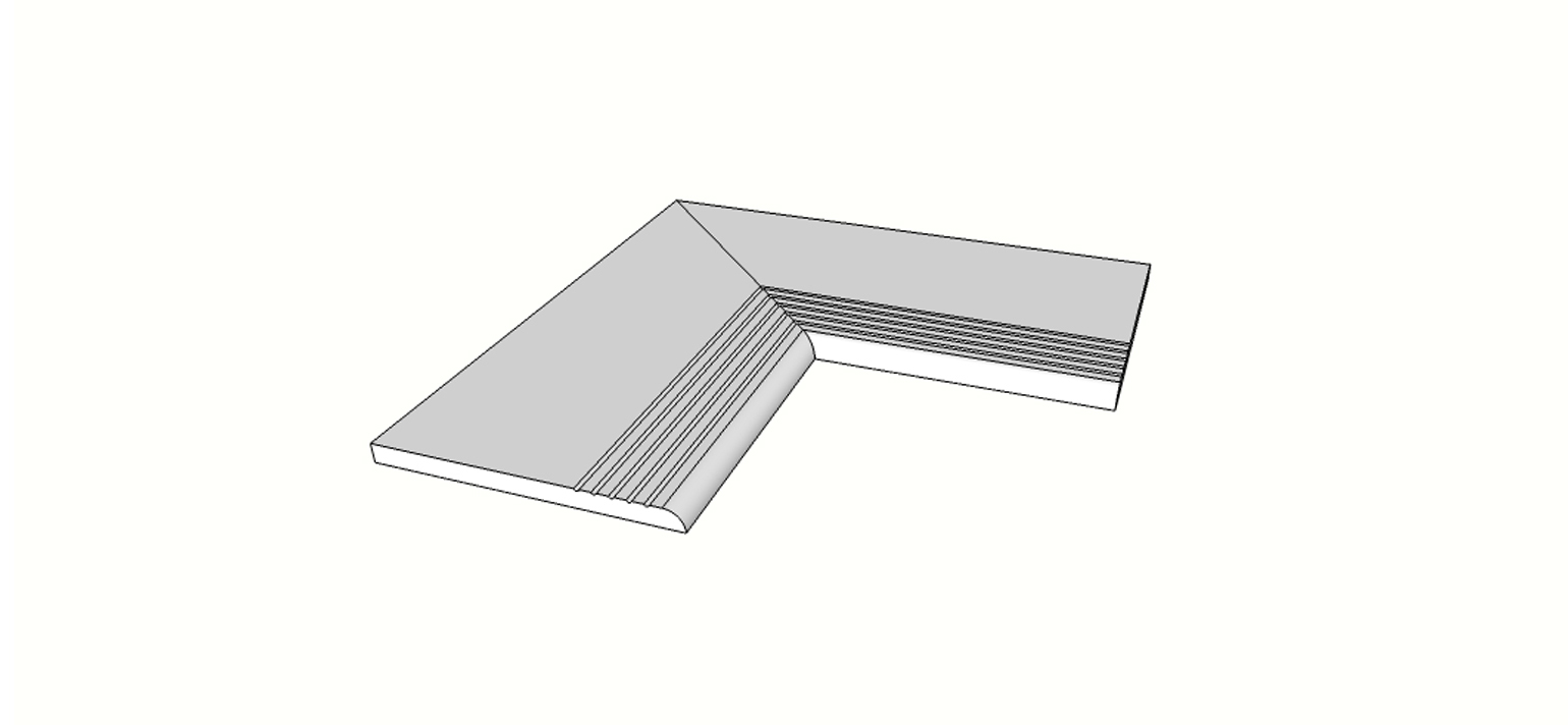 Angolo esterno completo (2pz) bordo arrotondato con antisdrucciolo <span style="white-space:nowrap;">30x60 cm</span> &nbsp; <span style="white-space:nowrap;">sp. 20mm</span>