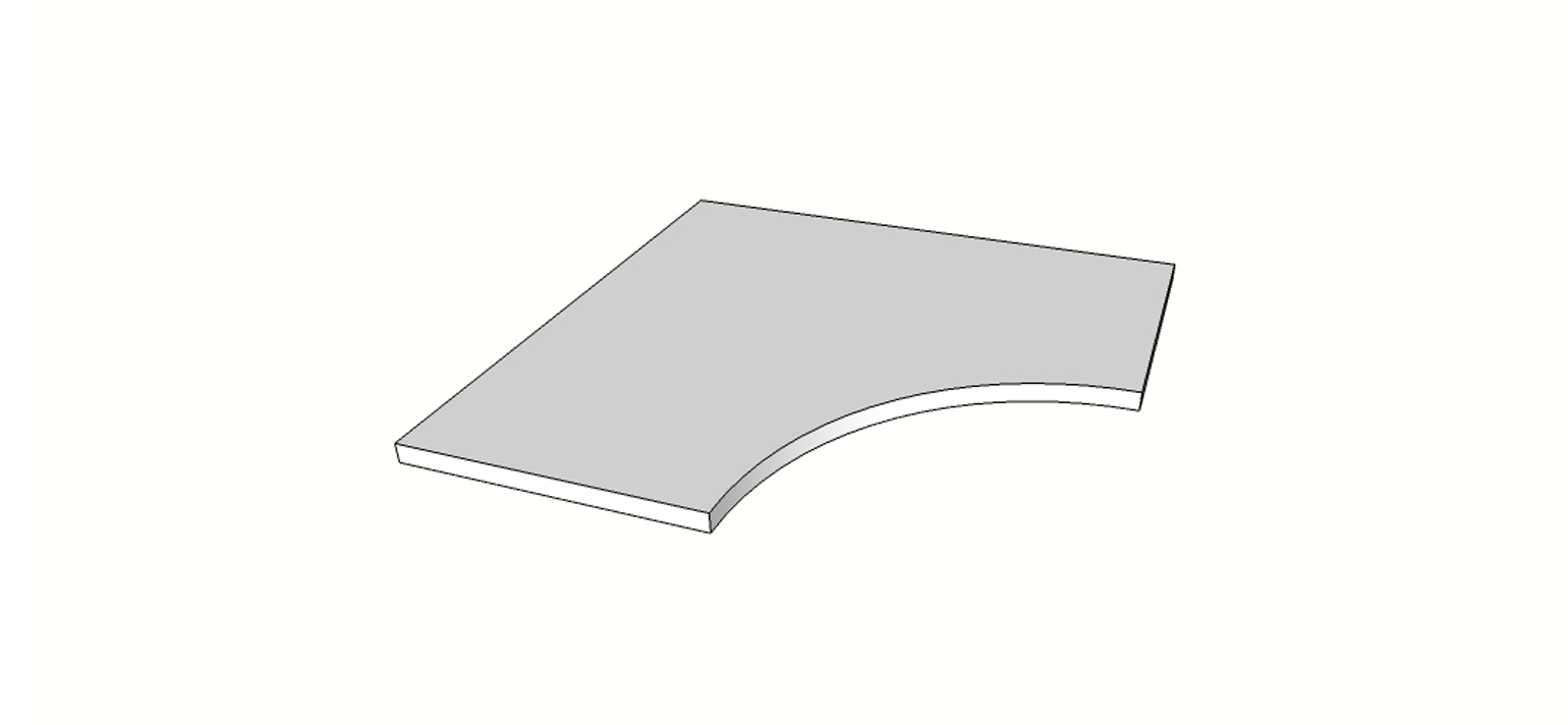Angolo curvilineo bordo dritto <span style="white-space:nowrap;">60x60 cm</span> &nbsp; <span style="white-space:nowrap;">sp. 20mm</span>