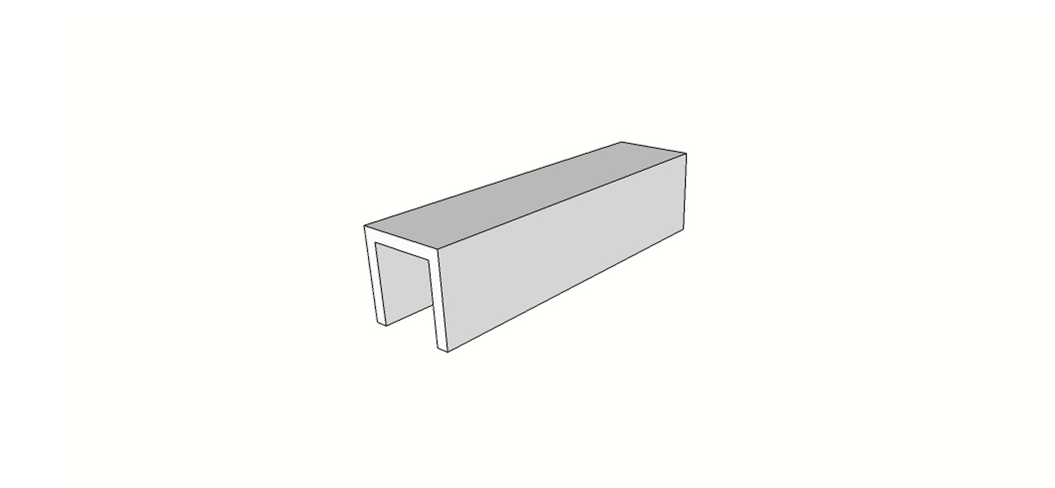 Bordo a U <span style="white-space:nowrap;">15x60 cm</span>   <span style="white-space:nowrap;">sp. 20mm</span>